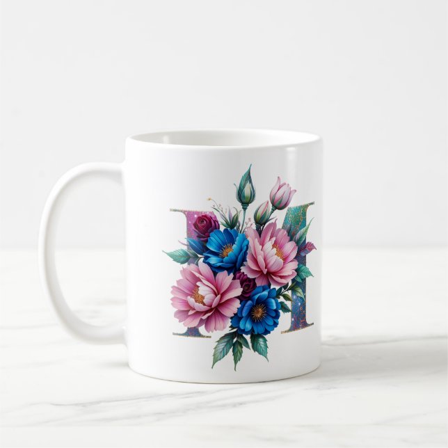 M Coffee Mug - Design floral pour le don (Gauche)