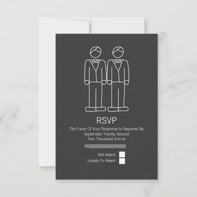 M. et M. Doodle Chalkboard Gay Wedding RSVP (Devant)