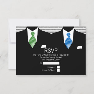 M. et M. Suit Green Blue Cravates Gay Wedding RSVP