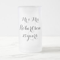 M. et Mme 25ème tasse de bière en verre