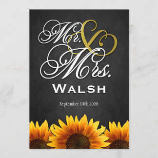 M. et Mme Black Sunflower Wedding Invitations