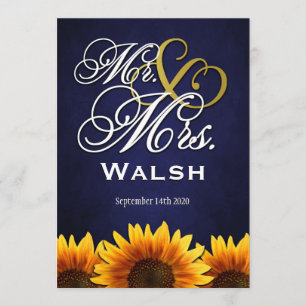 M. et Mme Blue Sunflower Wedding Invitations