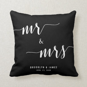M. et Mme Calligraphy Black Mariage Coussins