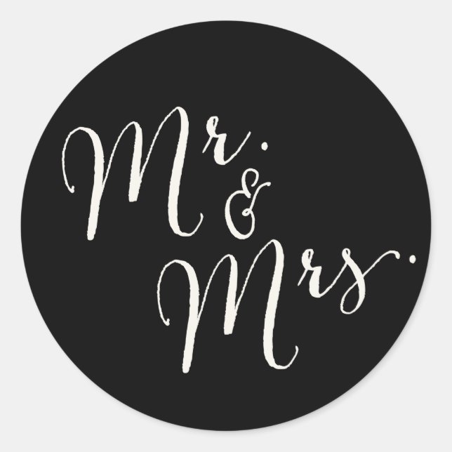 M. et Mme Calligraphy Script Wedding Stickers (Devant)