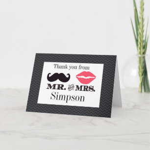 M. et Mme Carte de remerciements Mariage Douche nu