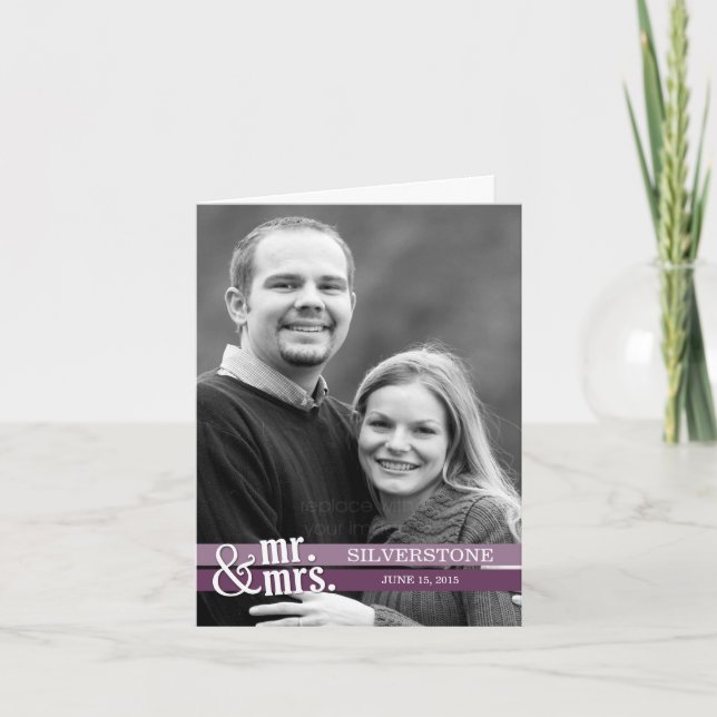 M. et Mme Carte de remerciements - Purple (Devant)