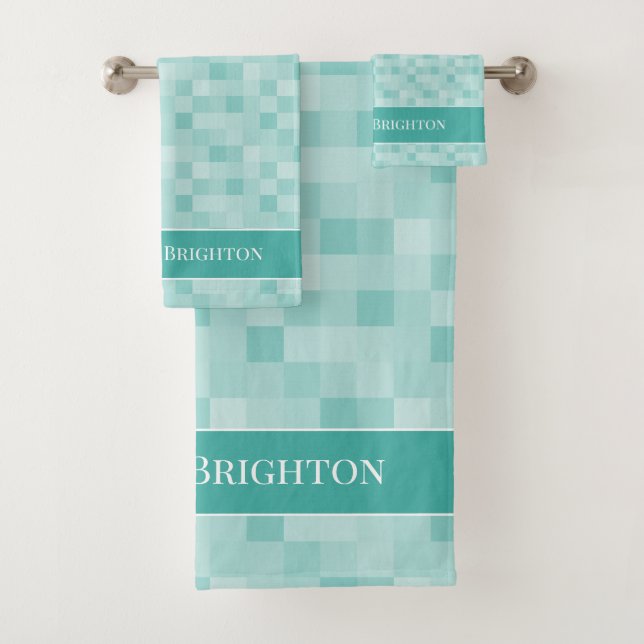 M. et Mme chic motif en mosaïque bleu turquoise (En situation)