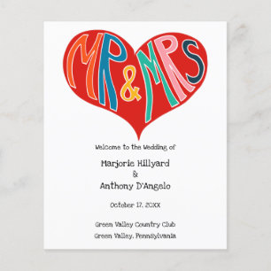 M. et Mme Colorful Heart Shape Wedding Program