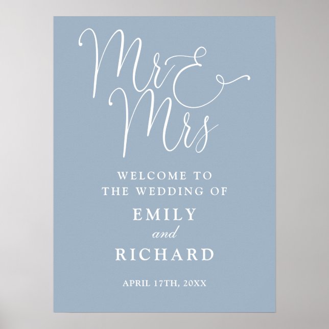 M. Et Mme Dusty Mariage Affiche de bienvenue (Devant)