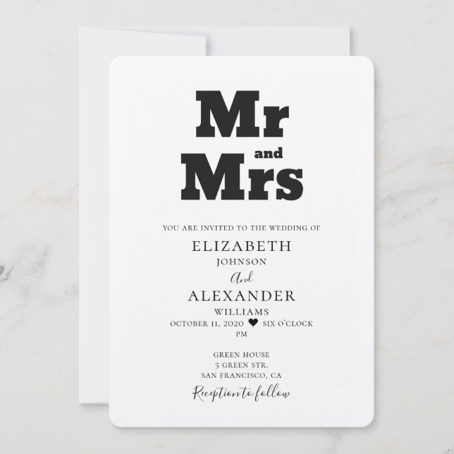 M. et Mme faire-part de mariage. Invitation Kraft (Devant)