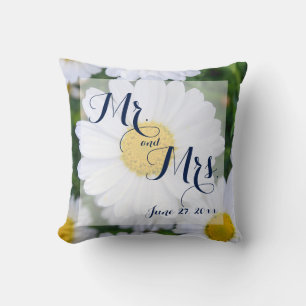 M. et Mme Floral Mariage Coussins Daisy