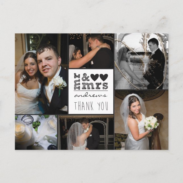 M. et Mme Hearts Merci Carte photo (Devant)