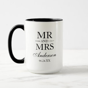 M. et Mme Large Mug BW de mariage
