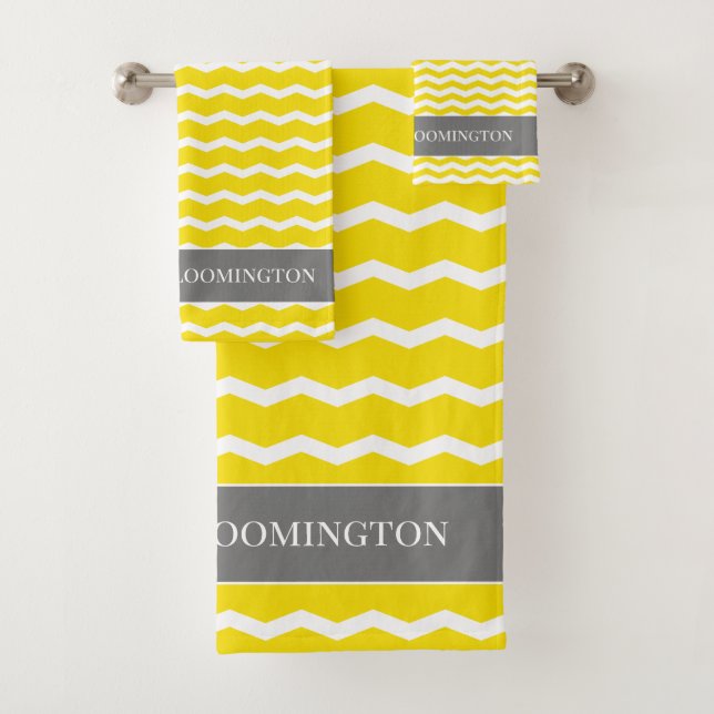 M. et Mme motif de zigzag gris jaune de chevron (En situation)