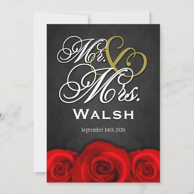 M. et Mme noirs invitations de mariage de rose (Devant)