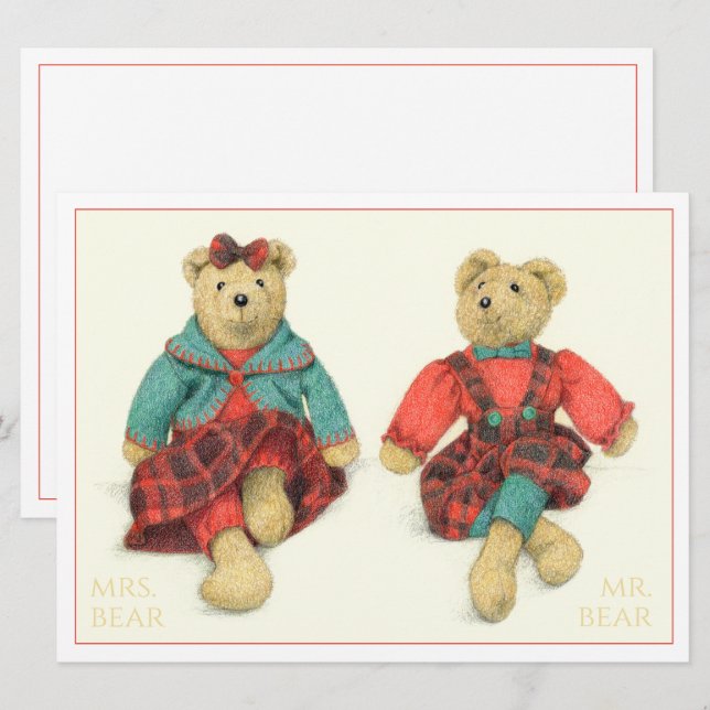 M. ET MME. OURS 6.5x8.75 Carte plate (Devant / Derrière)