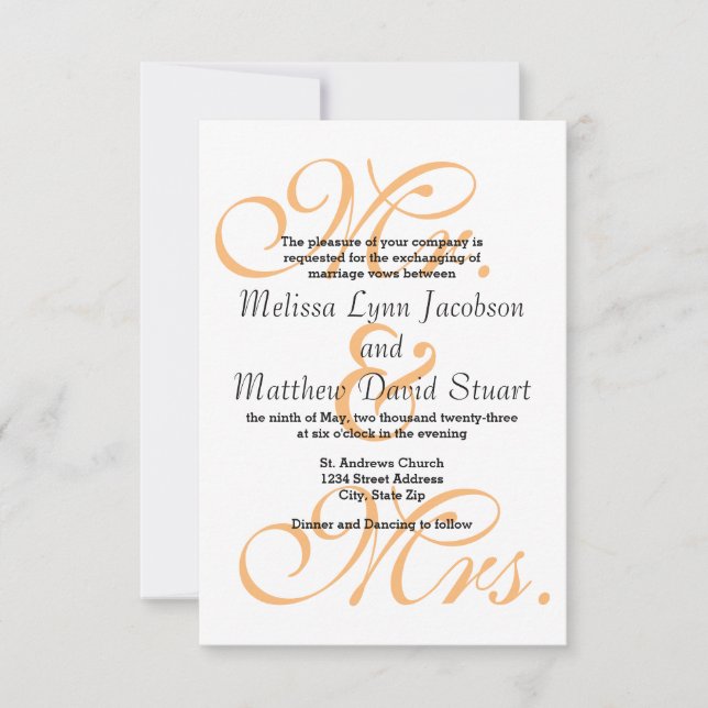 M. et Mme Peach - Faire-part de mariage (Devant)