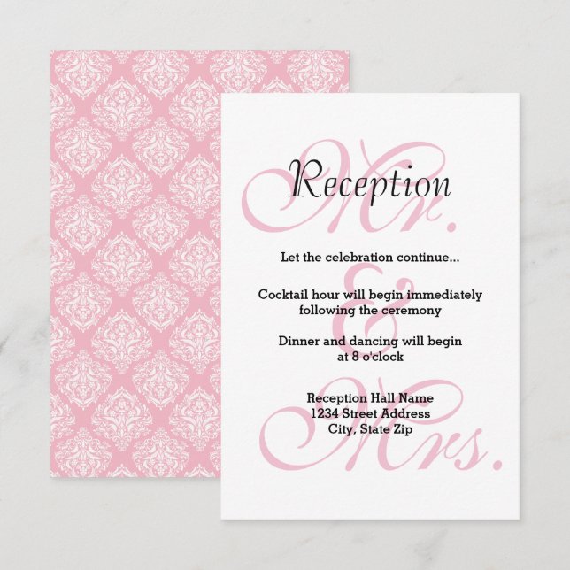 M. et Mme Pink - Invitation à la réception (Devant / Derrière)