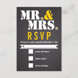 M. et Mme Typographie moderne noir, jaune RSVP