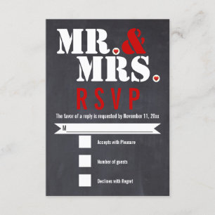 M. et Mme Typographie moderne noir, rouge RSVP