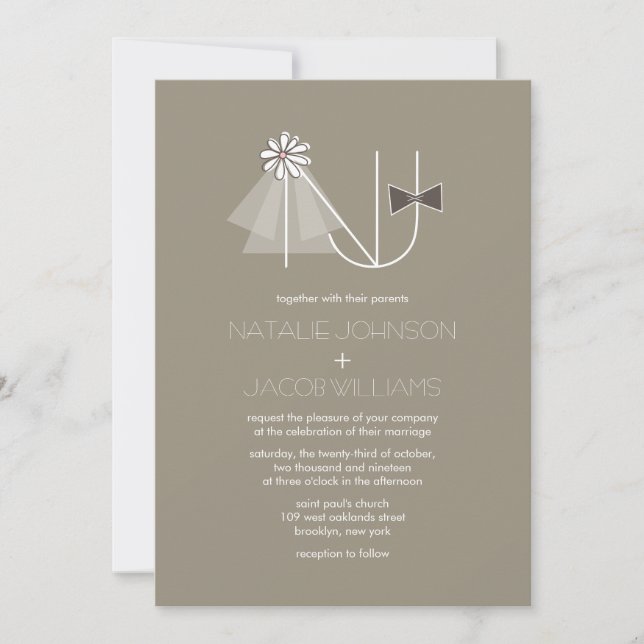 M. et Mme Veil et invitation de mariage de (Devant)