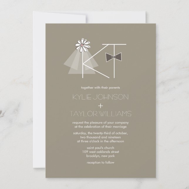 M. et Mme Veil et invitation de mariage de (Devant)