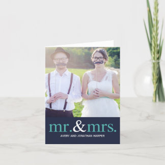 M. ET MRS. Merci Mariage Carte photo