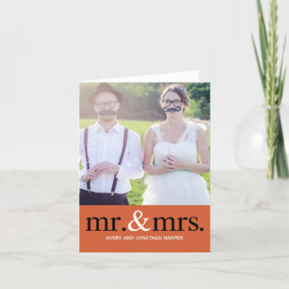 M. ET MRS. Merci Mariage Carte photo