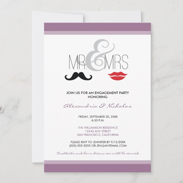M. Invitation du parti d'engagement & Mme (lavande (Devant)