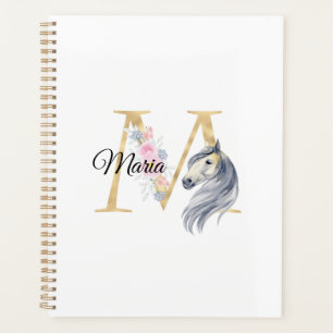 M letter personalised name monogram with horse