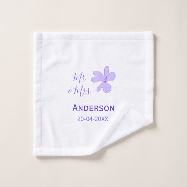 M & Mme ajoutent le nom de famille date année cade (Gant de toilette)