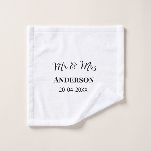M & Mme ajoutent le nom de famille date année cade (Gant de toilette)