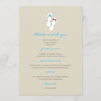 M. & Mme Aqua Flip Flops Plage Mariage Carte Menu