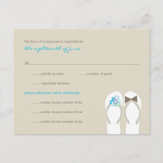 M. & Mme Blue Flip Flops Plage Mariage Carte RSVP