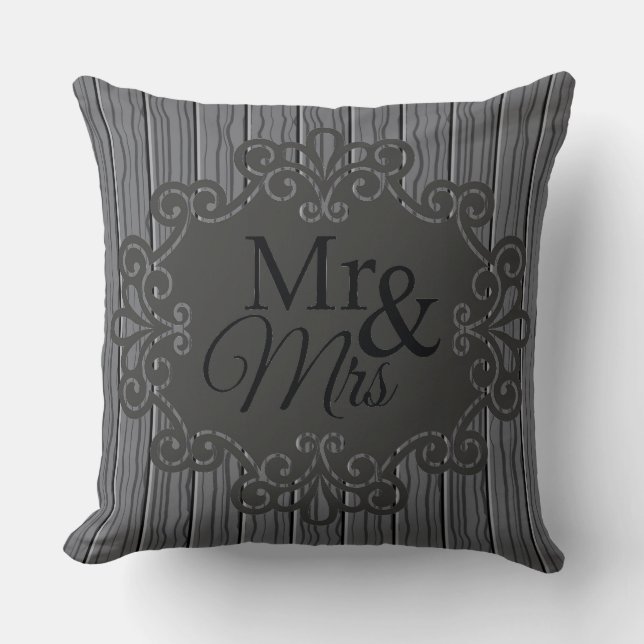 M&Mme Charcoal Imprimer Coussin décoratif (Recto)