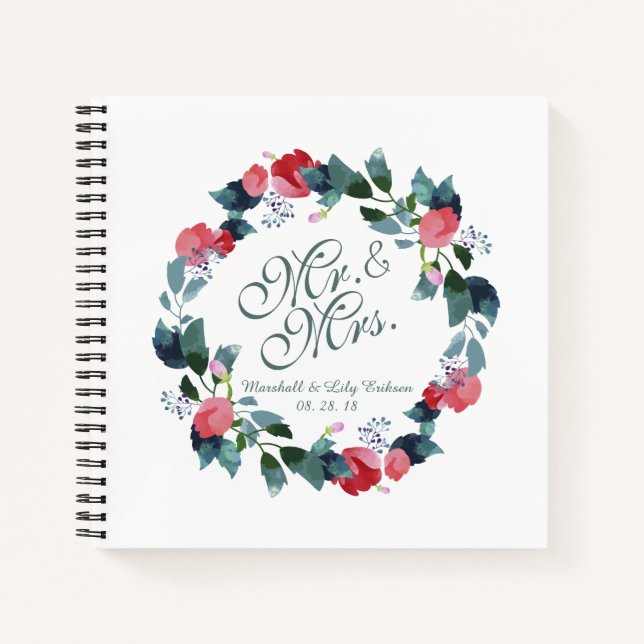 M. & Mme Elegant Floral Mariage | Livre d'or (Devant)