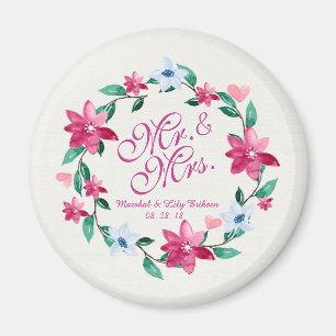M. & Mme Elegant Floral Mariage Magnet