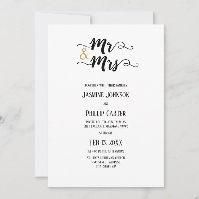M. & Mme - Faire-part de mariage (Devant)