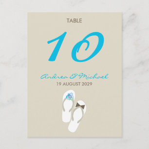 M. & Mme Flip Flops Mariage Carte de numéro de tab