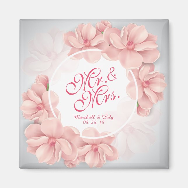 M. & Mme Floral Mariage d'aquarelle | Magnet (Devant)