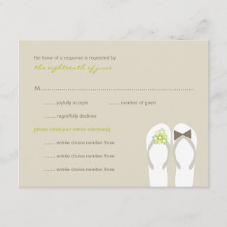 M. & Mme Green Flip Flops Plage Mariage Carte RSVP
