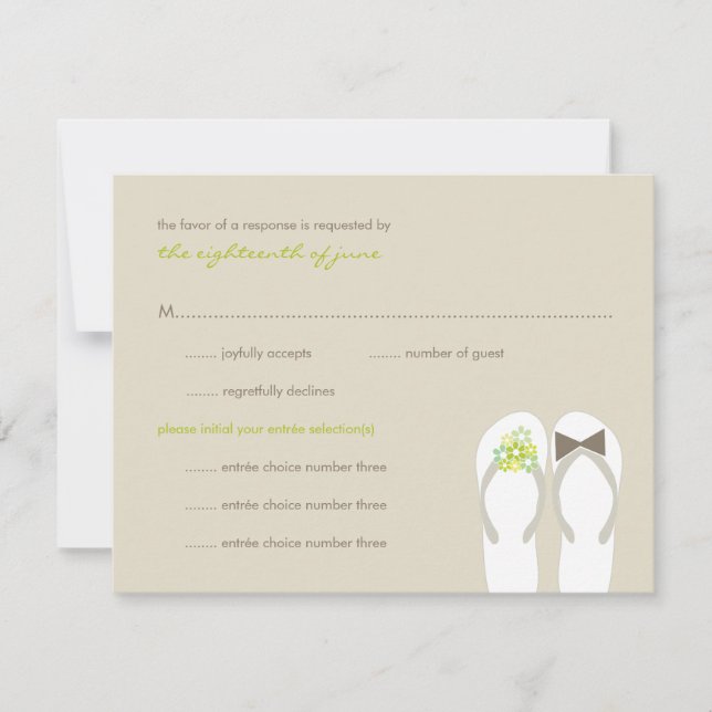 M. & Mme Green Flip Flops Plage Mariage Carte RSVP (Devant)