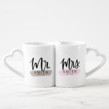 M. + Mme Heart Mug Set pour les jeunes mariés
