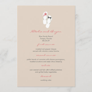 M. & Mme Hibiscus Flip Flops Mariage Carte de menu