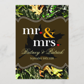 M. & Mme Hunting Camo Invitations Brown au mariage