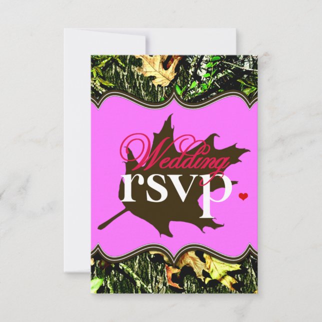 M. & Mme Hunting Camo Pink Wedding Cartes RSVP (Devant)