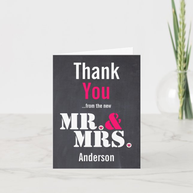 M. & Mme. Mariage typographie moderne Merci (Devant)
