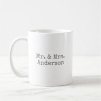M. & Mme Personnalisée Minimaliste Gris Café Mug