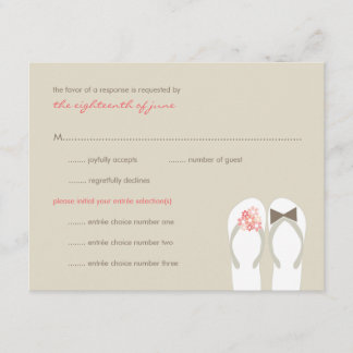 M. & Mme Pink Flip Flops Plage Mariage Carte RSVP