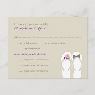 M. & Mme Purple Flip Flops Plage Mariage Carte RSV